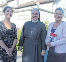  ?? FOTO: WOLFGANG HEYER ?? Machen sich gemeinsam für Frauen stark: Katharina Franken, Generalobe­rin Schwester Maria Hanna und Martina Schmidt.