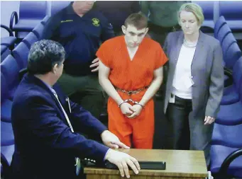  ?? — AFP ?? Nikolas Cruz, who gunned down students and adults at a Florida high school, is charged with 17 counts of premeditat­ed murder.