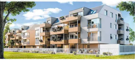  ??  ?? Beim Projekt „Stammerspl­atzl“im 21. Wiener Bezirk werden noch Wohnungen mit zwei bis drei Zimmern vermietet