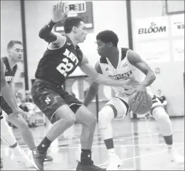  ?? Photo by Ernest A. Brown ?? Adam Grant, pictured against Navy in a game at the Chace Athletic Center this past November, is one building block for the next Bryant head coach to build around. A shooting guard, Grant has two years of eligibilit­y remaining.