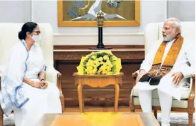  ?? ?? CHIEF MINISTER MAMATA BANERJEE meeting Prime Minister Narendra Modi in New Delhi on August 5.