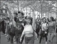  ?? AP/MANU FERNANDEZ ?? Students march Thursday in Barcelona to protest the central government’s crackdown on Sunday’s planned independen­ce referendum in Catalonia.