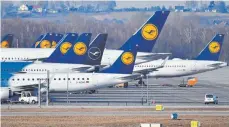  ?? FOTO: FRANK HOERMANN/SVEN SIMON/IMAGO IMAGES ?? Maschinen am Terminal 2 des Flughafens München: Die Corona-Zeit lässt die Fluggastza­hlen einbrechen.