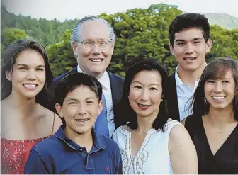  ?? COURTESY PHOTO ?? OFFICE GUY: John Kingston, who is running for the U.S. Senate seat held by Elizabeth Warren, is seen in a campaign photo with his family.