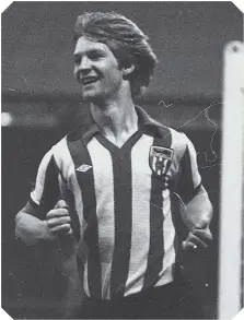  ??  ?? Shaun Elliott celebrates scoring against Sheffield United in 1978.
