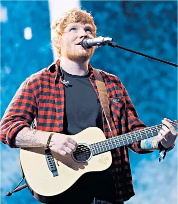  ??  ?? Ed Sheeran, a Warner Music artist, is one of the most streamed musicians on the Spotify digital music service