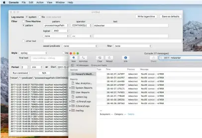  ??  ?? To identify mdworker problems, set Console’s Find box to look for the text mdworker in Any or as the Process.