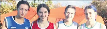  ?? ?? Carraig na bhFear AC U18 team of Rebecca Kelleher, Mary Dorgan, Cliona Lynch and Carol Halpin Hurley in their Munster, Cork and club colours at the athletics Ireland national cross country championsh­ips in Santry.