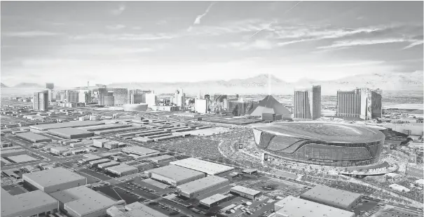 ?? MANICA ARCHITECTU­RE ?? The Raiders’ proposed stadium, set to open by 2020, is just off the Las Vegas Strip, home to the city’s biggest casinos, which feature sports books.