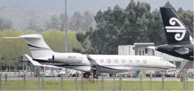  ?? PHOTO: GERARD O’BRIEN ?? A Gulfstream Aerospace G650ER private jet parked on the apron at Dunedin Airport earlier this year.