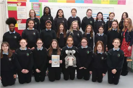  ??  ?? Girls from Ms. Costigan’s class in Duleek GNS have written a book on the environmen­tal disaster that is the Australian bush fires.