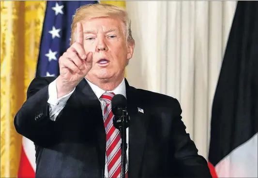  ?? AP PHOTO ?? U.S. President Donald Trump speaks during a news conference in Washington Thursday.