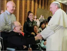  ??  ?? Mons Ó Fiannachta meeting Pope Francis in The Vatican in 2014.