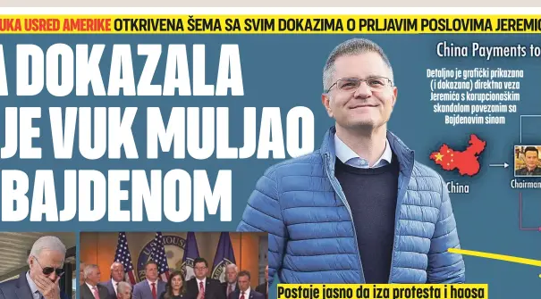  ?? ?? Detaljno je grafički prikazana (i dokazana) direktna veza Jeremića s korupciona­škim skandalom povezanim sa Bajdenovim sinom