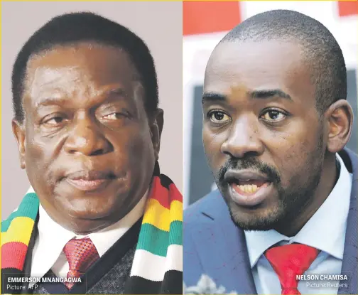 ?? Picture: AFP Picture: Reuters ?? EMMERSON MNANGAGWA NELSON CHAMISA