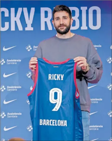  ?? ?? Ricky Rubio, en su presentaci­ón como nuevo jugador del Barça.