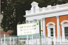  ??  ?? APEX COURT . . . Zimbabwe’s Constituti­on allows the Constituti­onal Court (above) to sit as an electoral court