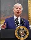  ?? ANNA MONEYMAKER/THE NEW YORK TIMES ?? President Joe Biden on Friday addresses the economic crisis caused by the coronaviru­s pandemic: “We have the tools to help people. So let’s use the tools. All of them. Now.”