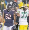  ?? ARMANDO L. SANCHEZ/TRIBUNE ?? Khalil Mack recorded nine sacks in the regular season, but the Bears pass rush on the whole was incredibly inconsiste­nt.