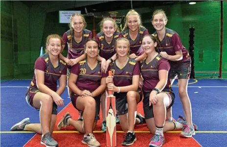  ?? Photo: Kevin Farmer ?? REP SELECTION: Toowoomba indoor cricketers (from left) Georgia Bielby, Rachael Lewis, Mia Perkins, Ella Harvey, Jaimie-Lee Strang, Olivia Winter, Keali Bullen and Olivia Bennett will line-up in the Queensland under-14 team at this year’s Australian...