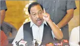  ?? VIJAY BATE/HT PHOTO ?? Union minister Narayan Rane at a press conference in Mumbai on Wednesday.