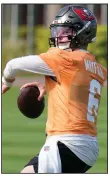  ?? (AP/Chris O’Meara) ?? Baker Mayfield, the former Oklahoma quarterbac­k who won the Heisman Trophy and was the No. 1 pick in the 2018 NFL Draft, is with his fourth team in six years. Now he is among those trying to replace Tom Brady in Tampa.