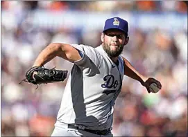  ?? JEFF CHIU / AP ?? Los Angeles Dodgers’ Clayton Kershaw pitches against the San Francisco Giants during the fourth inning Saturday in San Francisco.