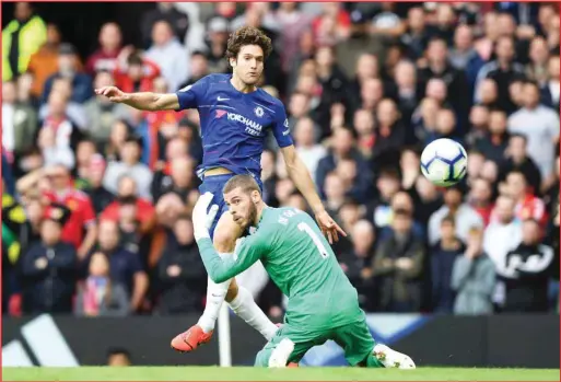  ??  ?? Marcos Alonso scored to level the scores at 1-1 after a David De Gea howler in the correspond­ing fixture last season