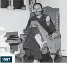  ?? ?? 1957 Comedy actor Terry-Thomas stepped in to do a repair on his coat. He found fame in movies like How To Murder Your Wife and Those Magnificen­t Men In Their Flying Machines.