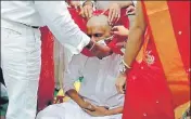  ?? HT PHOTO ?? The ceremony was held at Vrindavan park in Surat under Jain monk Acharya Ramlal Ji Maharaj on Saturday.