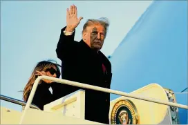  ?? PATRICK SEMANSKY/ AP ?? President Donald Trump departs Wednesday for Palm Beach, Fla. He has called for limits on social media he claimed are biased against him, and to drop language allowing the renaming of military bases such as Fort Benning that honor Confederat­e leaders.