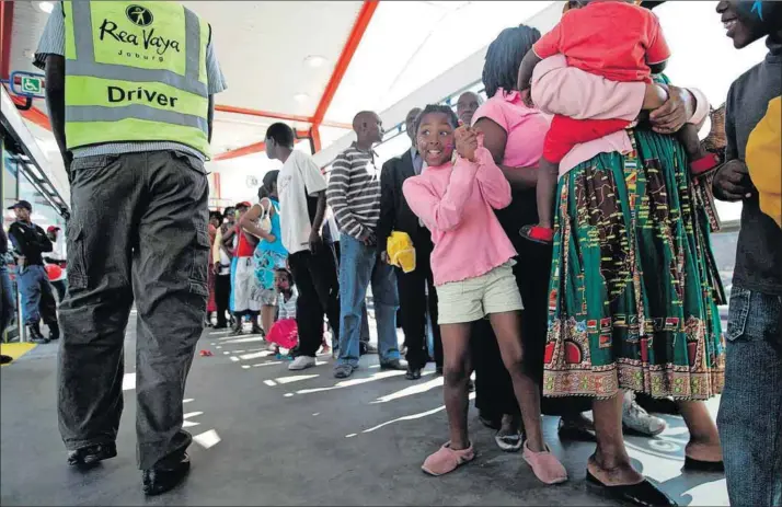  ?? Photo: Paballo Thekiso/afp ?? Male-dominated: Public transport systems are an obvious example of engendered spaces that are used by women and girls every day.