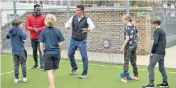  ??  ?? Football After a kickabout with ex-england players Andy Gray and John Salako…