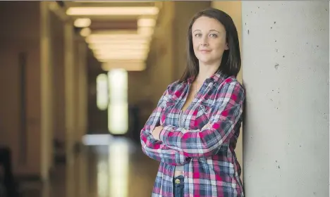  ?? ARLEN REDEKOP ?? Caitlin McCutchen works two part-time jobs while studying at Kwantlen University. “It definitely tires you out,” she says. “There’s definitely extra stress.” B.C. tuition fees rose 4.1 per cent annually between 1996 and 2016, more than twice the rate...