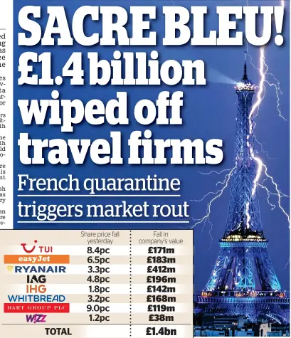  ??  ?? Landmark ruling: Lightning strikes the Eiffel Tower in Paris