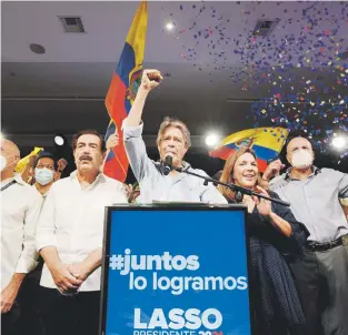  ?? efe / santiago fernández ?? El presidente electo de Ecuador, Guillermo Lasso, recibió ayer felicitaci­ones de múltiples líderes de América Latina, así como del actual presidente, Lenín Moreno.