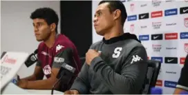  ?? SAPRISSA ?? Johan Venegas y Wálter Centeno atendieron a la prensa.