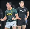  ?? AFP ?? South Africa’s Jesse Kriel celebrates victory during the Rugby Championsh­ip match against All Blacks. —