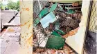  ?? ?? An earthslip destroyed three classrooms at Thelijjawi­la Central College, Matara.
Pix by Priyantha Dasanayake