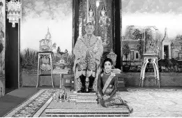  ?? AP ?? Thailand’s King Maha Vajiralong­korn sits on the throne beside his official consort, Sineenatra Wongvajira­bhakdi, at the royal palace.