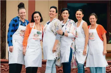  ??  ?? Manaaki’s condiment range is made at Omaka Marae in Blenheim. It’s most certainly a whānau creation with all the “aunties” lining up to chop and prep; (left) aunties Tineka Smith, Donna Nepia, Renata Wallace, Aroha Bond, Carleen Phillips and Sarah Wichman in front of the marae’s wharenui.