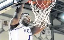  ??  ?? EYES ON ZION: Duke freshman Zion Williamson’s father asked a Kansas assistant coach for money, housing and a job, according to FBI wiretaps.