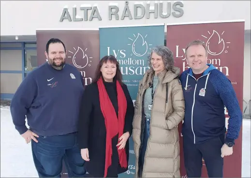  ?? ?? Aleksander Johansen, Monica Nielsen, Aina Nordstrand og Roger Finjord sørger for at ildsjelene i Alta får den hyllesten de fortjener. (Foto: Steffensen)