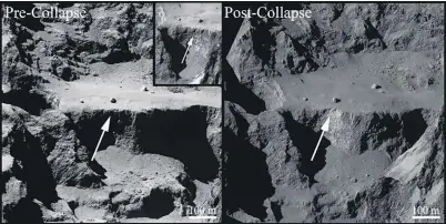  ?? Pictures / ESA ?? Images from Rosetta show the comet before and after the landslide.