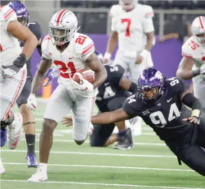  ?? MICHAEL AINSWORTH/AP ?? Ohio State receiver Parris Campbell scores on a 63-yard touchdown pass midway through the third quarter.