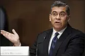  ?? GREG NASH — POOL ?? Xavier Becerra testifies during a Senate Finance Committee hearing on his nomination to be secretary of Health and Human Services on Capitol Hill in Washington.