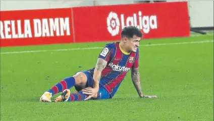  ?? FOTO: PEP MORATA ?? Coutinho pasó por tercera vez por el quirófano para solventar sus problemas en el menisco y no volverá a jugar esta temporada