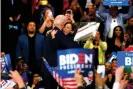  ??  ?? Harris hugs Biden after she endorsed him at a campaign rally in Detroit in March. Photograph: Jeff Kowalsky/AFP via Getty Images