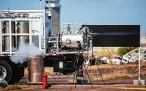  ?? Marie D. De Jesús / Staff photograph­er ?? Intuitive Machines tests the engine for its Nova-C lunar lander at Ellington Airport earlier this month in Houston.