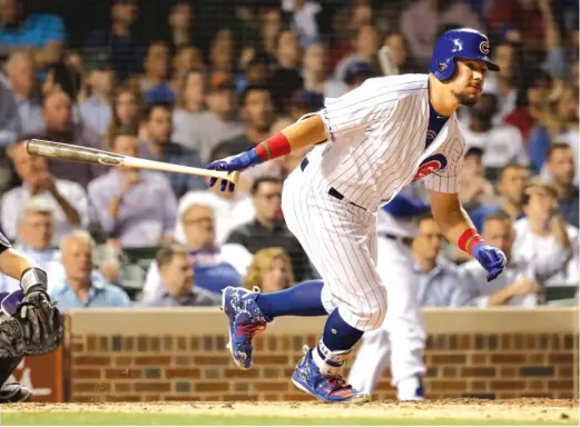  ?? CHARLES REXARBOGAS­T/ AP ?? Kyle Schwarber, who has been one of the Cubs’most consistent on- base performers this season, has a .372 on- base percentage.